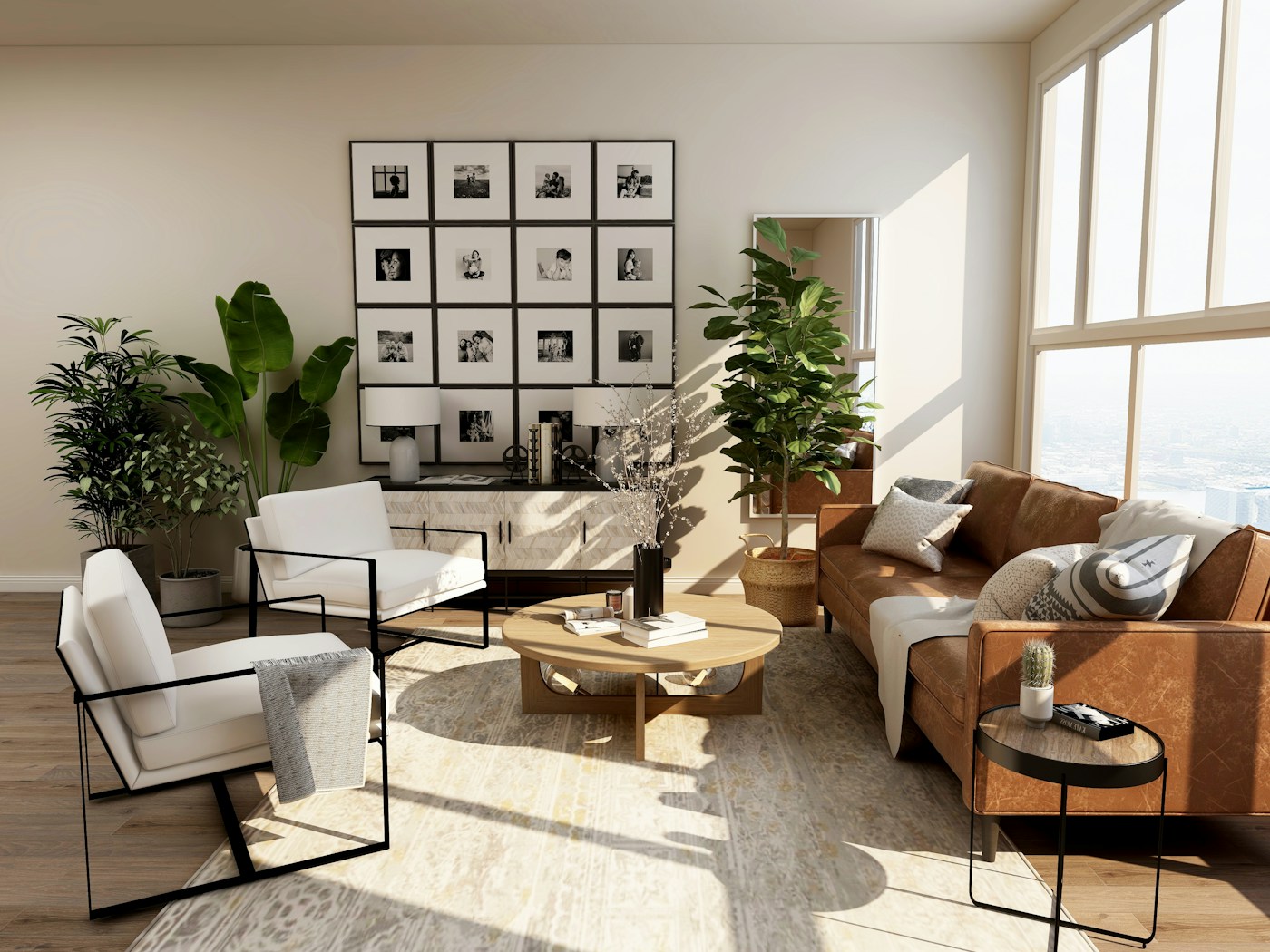 Comfortable light-filled living room; illustrative photograph